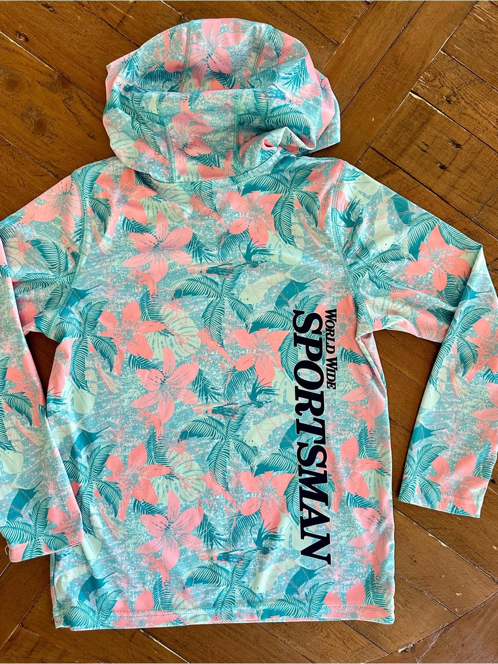 SPORTSMAN Floral Hooded Pullover - Pink & Teal